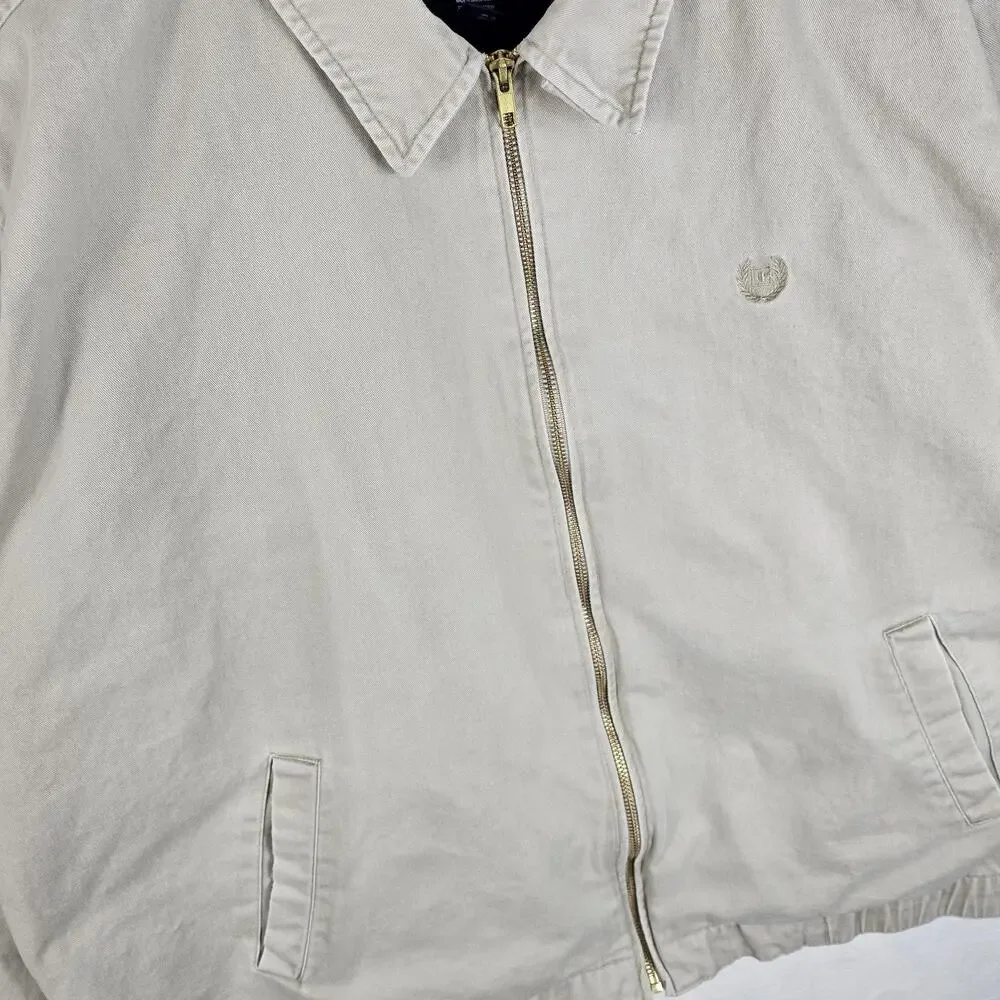 Vintage Chaps Ralph Lauren Beige Khaki Bomber Jacket Size XL 90s Phone Pocket